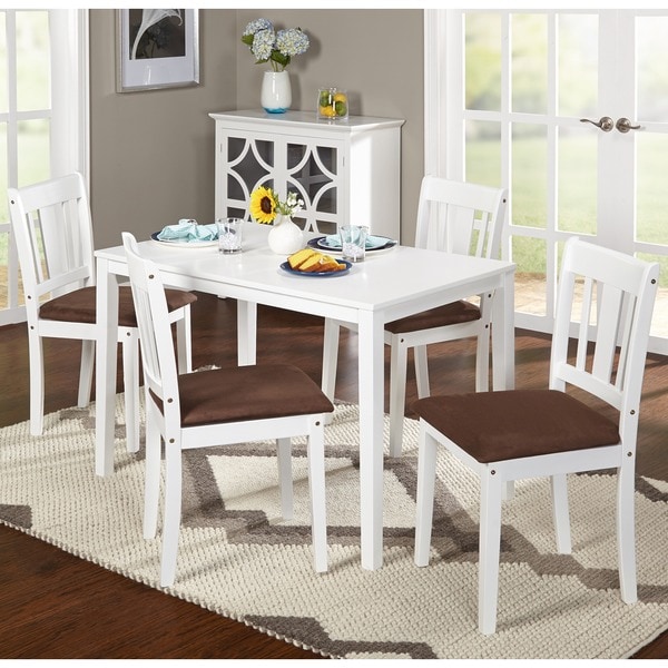 Simple Living Stratton White 5-piece Dining Set - 12597916 - Overstock ...