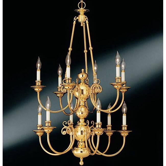 Williamsburg 12-light 2-tier Solid Brass Chandelier