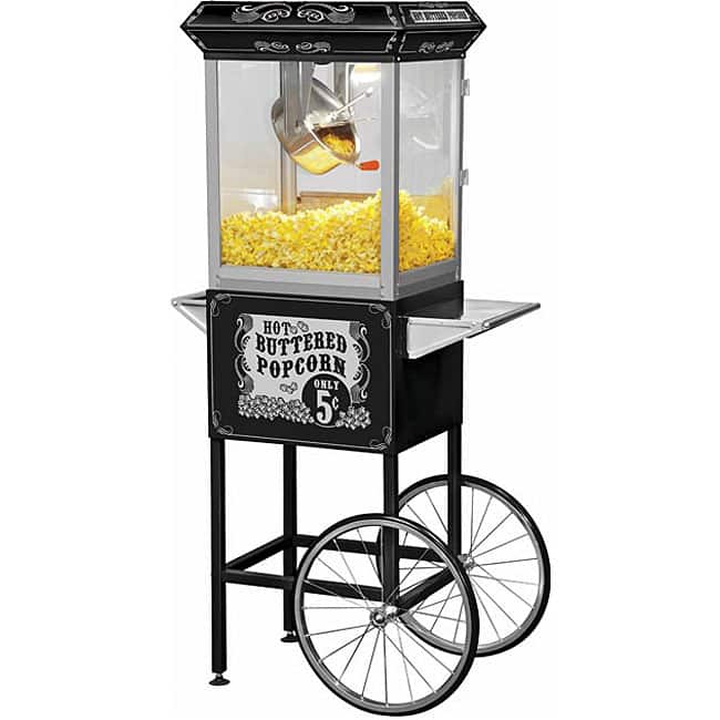 Full-size Carnival Style 8-oz Hot Oil Popcorn Machine with Cart