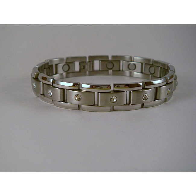 Mens Magnetic Crystal And Stainless Steel Bracelet