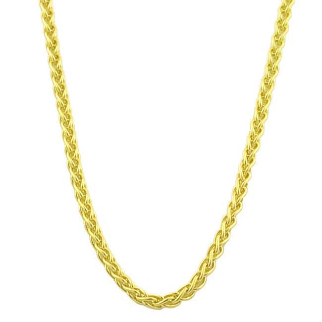 Fremada 18k Yellow Gold 18-inch Round Wheat Chain (0.8 mm)