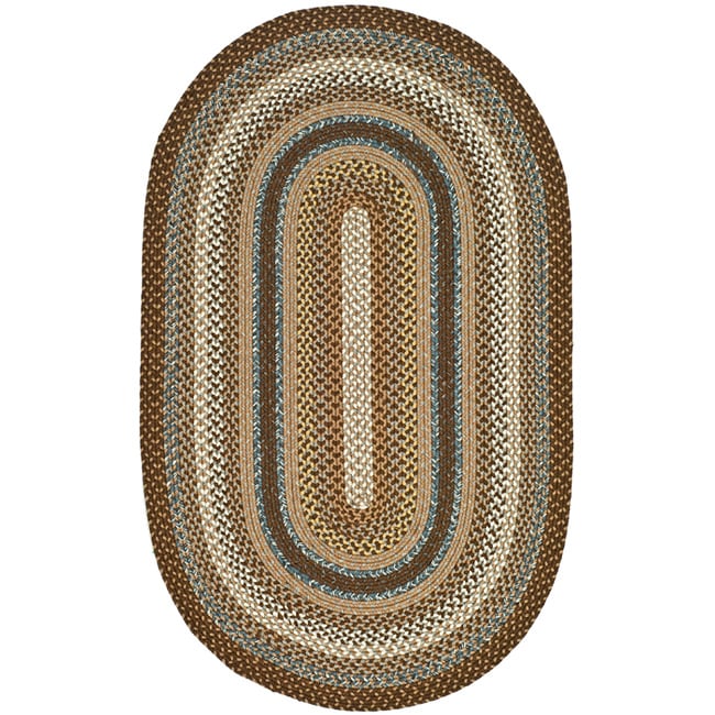 Hand woven Reversible Brown Braided Rug (4 X 6 Oval)