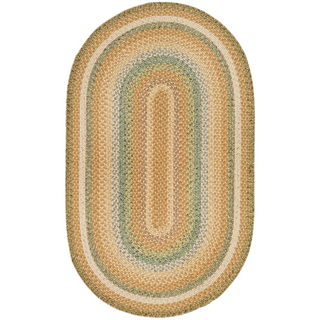 Hand woven Reversible Tan Braided Rug (3 X 5 Oval)