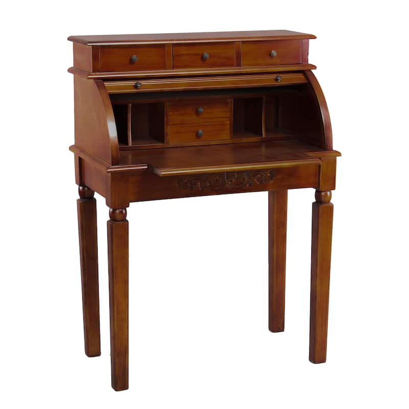 Windsor Carved Wood Roll Top Desk