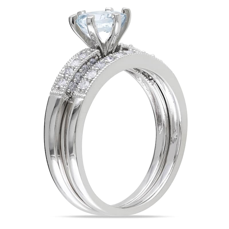 Miadora 10k Gold Gemstone and 1/3ct TDW Diamond Bridal Ring Set (H-I, I2-I3)