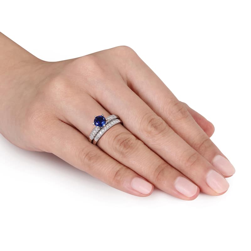 Miadora 10k Gold Gemstone and 1/3ct TDW Diamond Bridal Ring Set (H-I, I2-I3)