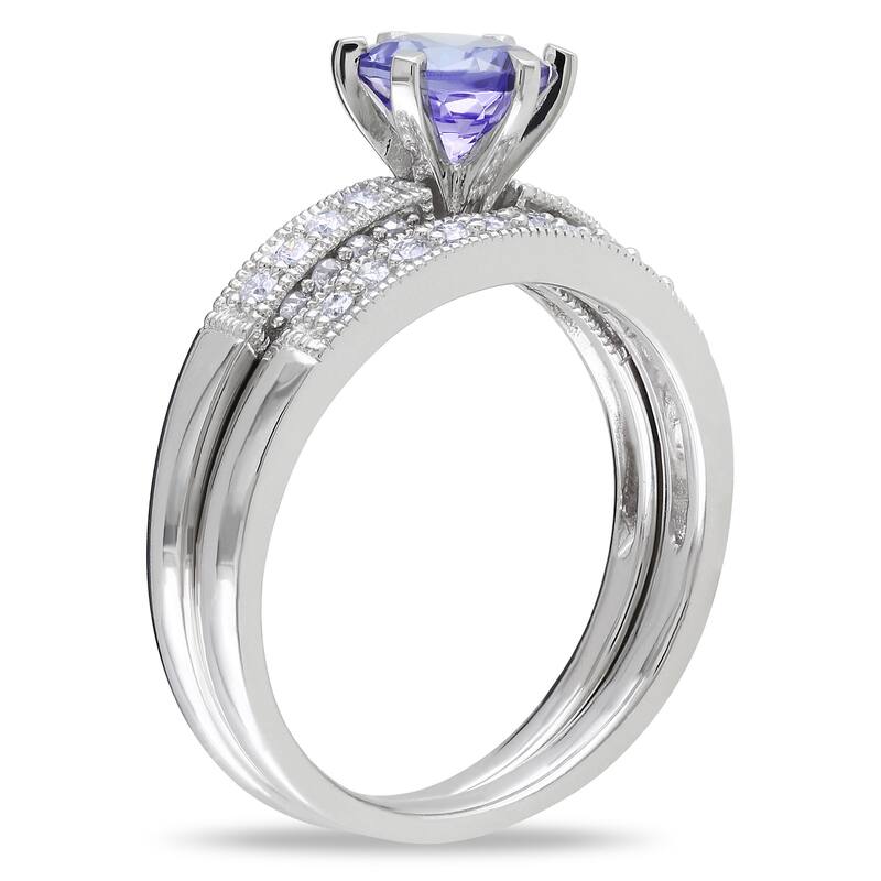 Miadora 10k Gold Gemstone and 1/3ct TDW Diamond Bridal Ring Set (H-I, I2-I3)