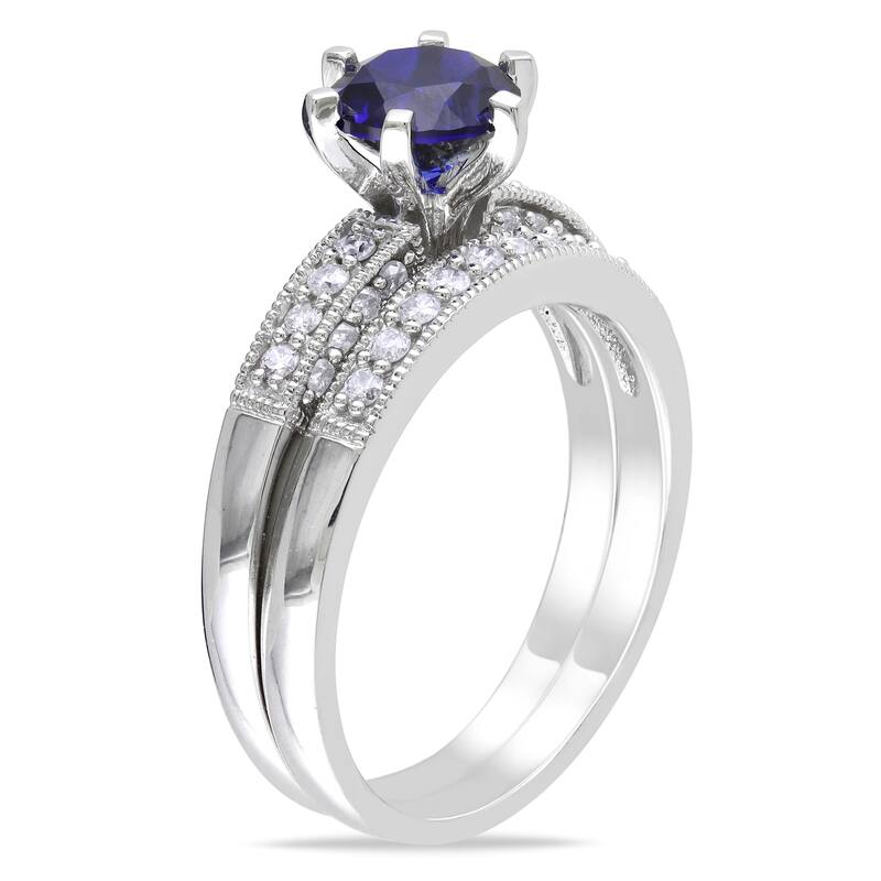 Miadora 10k Gold Gemstone and 1/3ct TDW Diamond Bridal Ring Set (H-I, I2-I3)