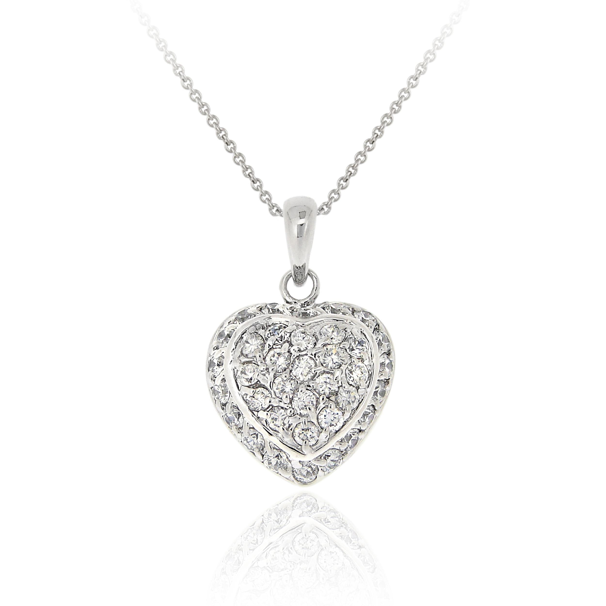 Icz Stonez Sterling Silver Cubic Zirconia Heart Locket Necklace ...
