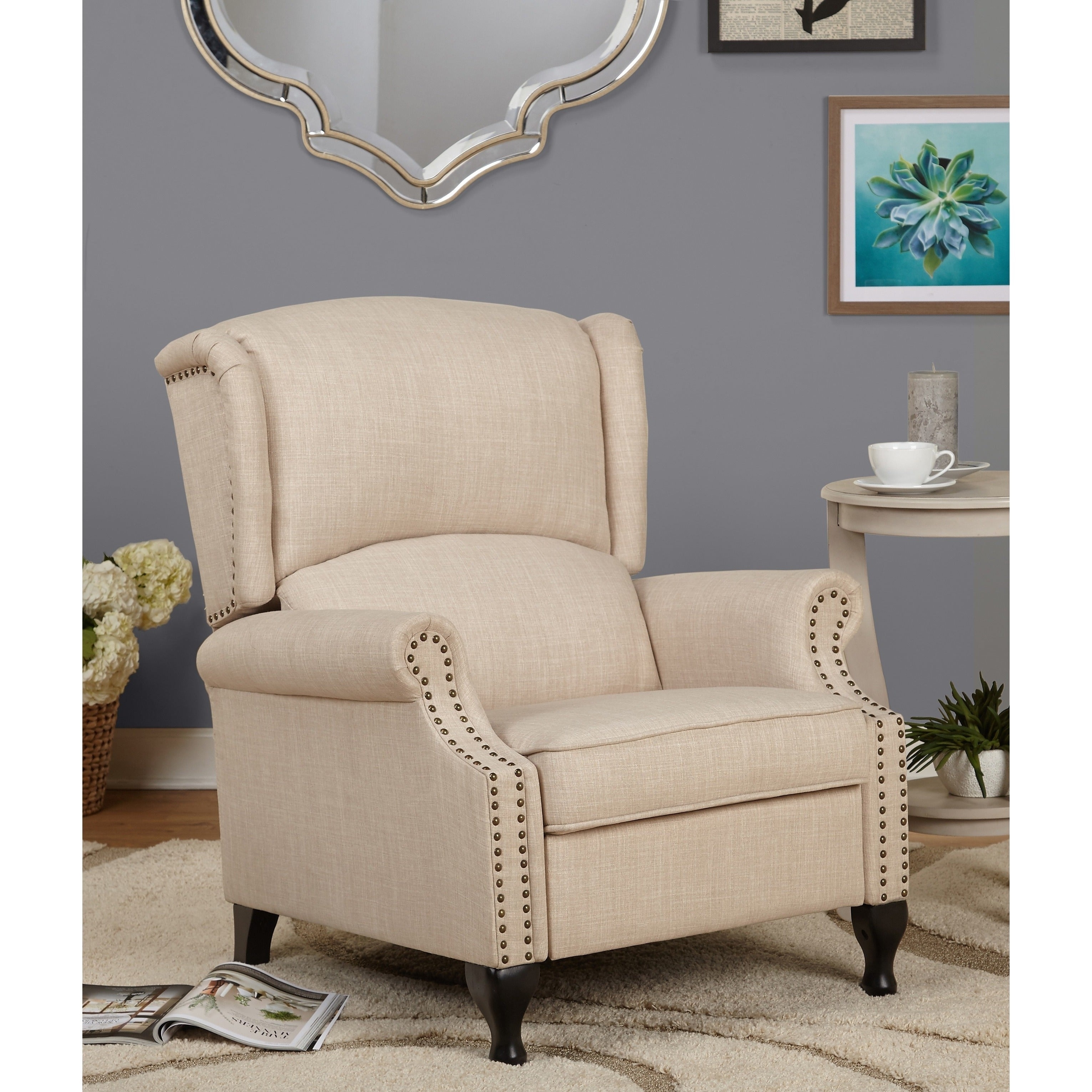 simple living upholstered wing recliner