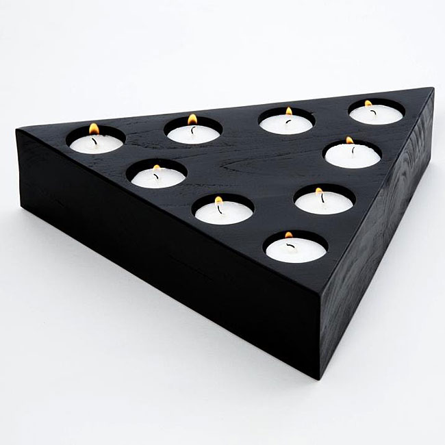 Premium Plantation Teak 9tealight Triangle Candle Holder Free