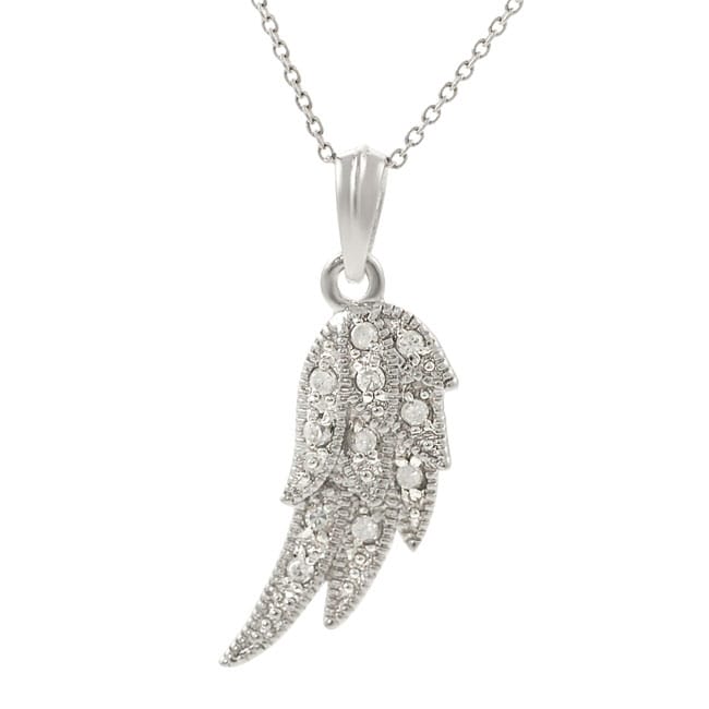 Journee Collection Sterling Silver Cubic Zirconia Angel Wing Necklace ...