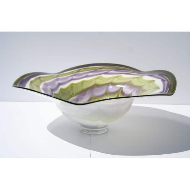 Hand-blown Swirled Color Glass Dish
