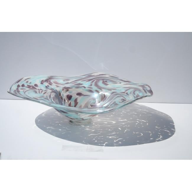 Hand blown Blue Purple Glass Dish