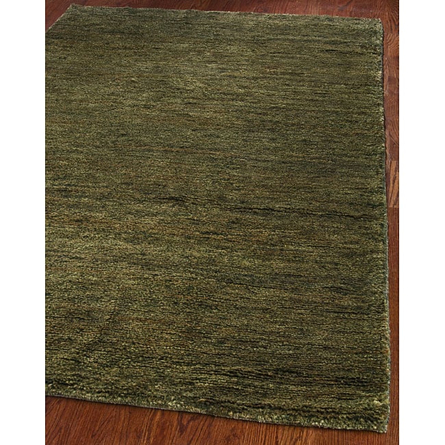 Hand knotted Vegetable Dye Solo Green Hemp Runner (26 X 6)