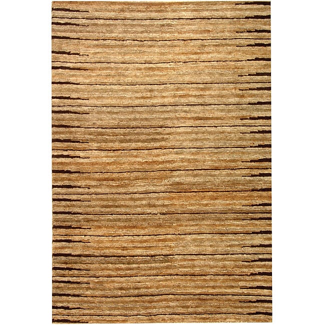 Hand knotted All natural Fields Beige Hemp Runner (26 X 12)