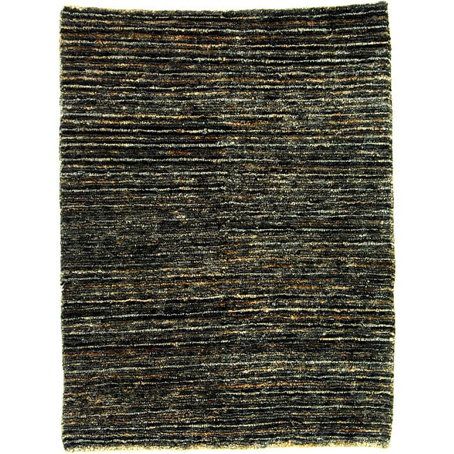 Hand knotted All natural Charcoal Grey Hemp Runner (26 X 10)