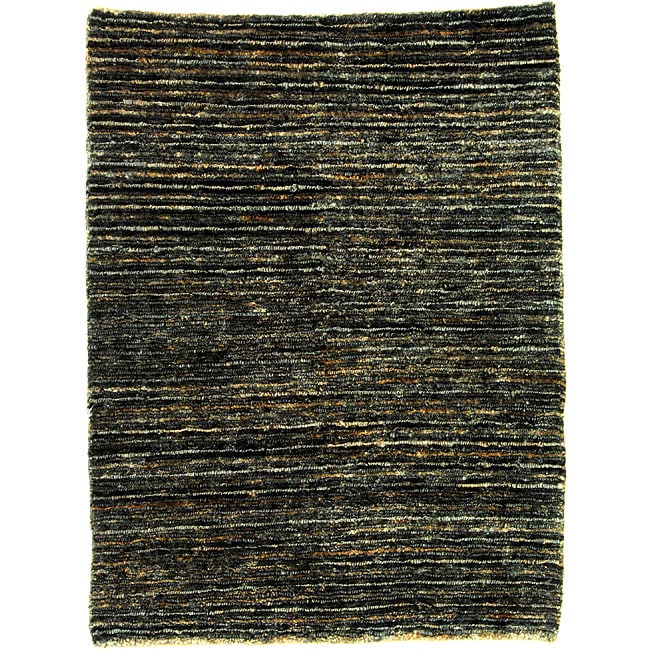 Hand knotted All natural Charcoal Grey Hemp Runner (26 X 12)