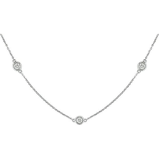 14k White Gold 1ct TDW Diamond Station Necklace (H-I, I1) - 12625137 ...