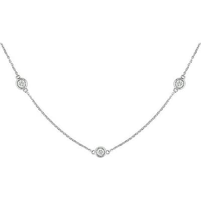 14k White Gold 1ct TDW Diamond Station Necklace