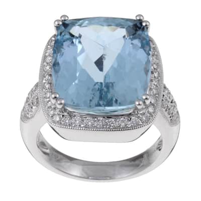 Kabella 18k Gold Aquamarine and 3/5ct TDW Diamond Ring (G-H, VS2-SI1) - 7'6" x 9'6"