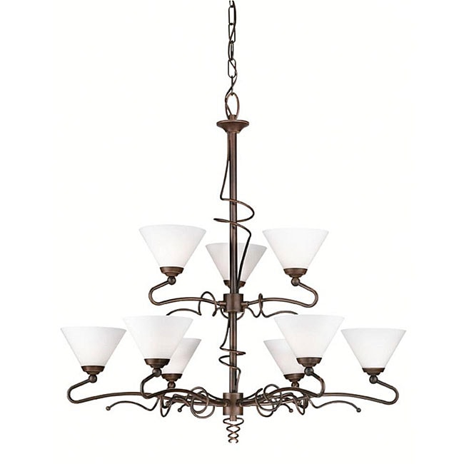 Twist 9 light Bronze Umber Chandelier