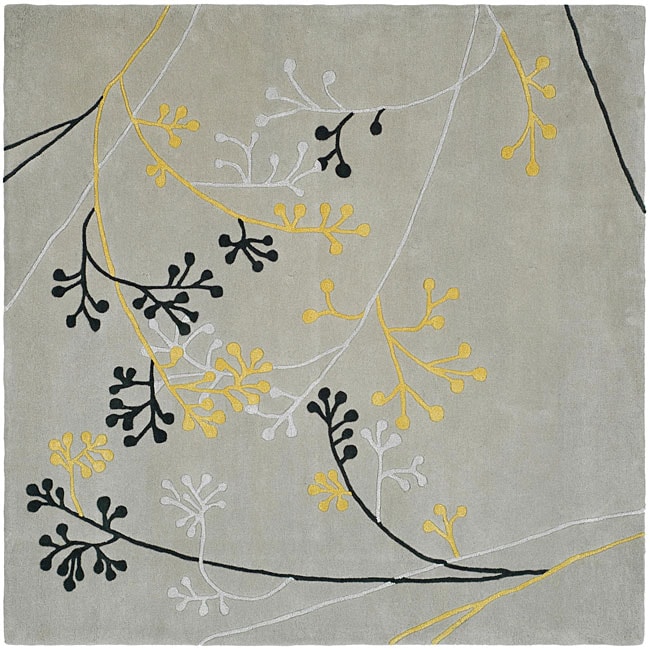 Handmade Soho Golden Vine Grey New Zealand Wool Rug (6 Square)