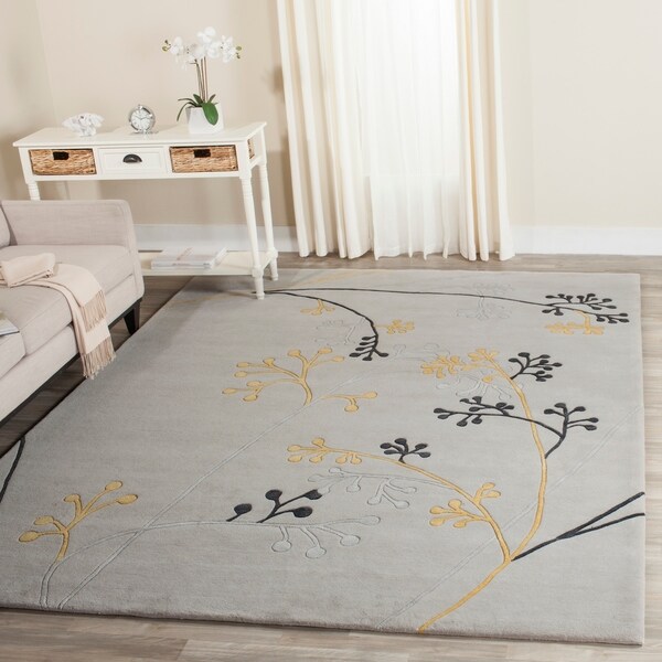 Safavieh Handmade Soho Golden Vine Grey New Zealand Wool Rug - 7'6 x 9'6