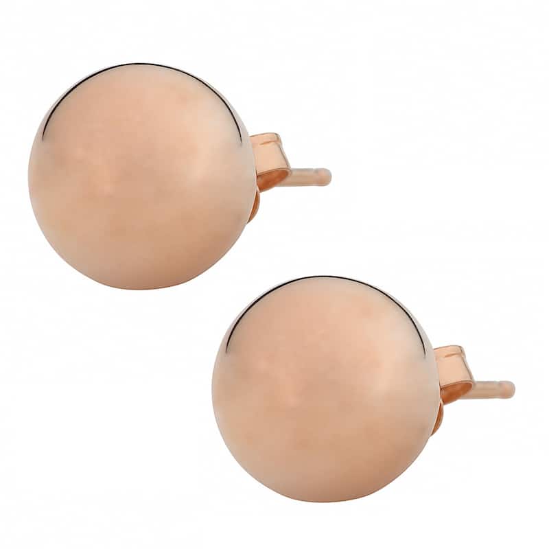 Fremada 14k Gold 8mm Ball Stud Earrings - Pink Gold - Rose