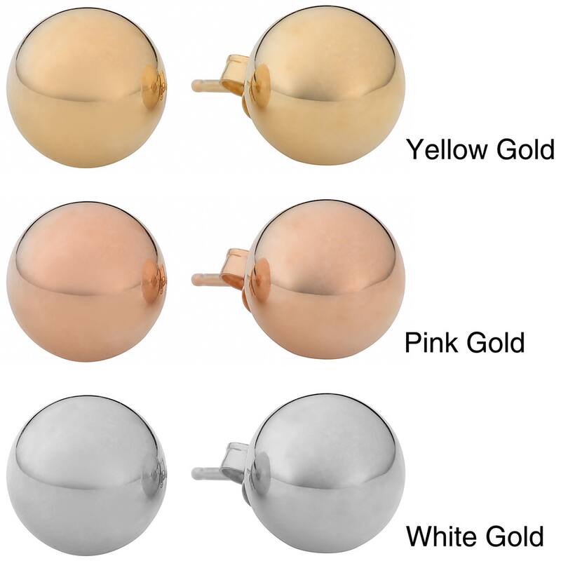 Fremada 14k Gold 8mm Ball Stud Earrings