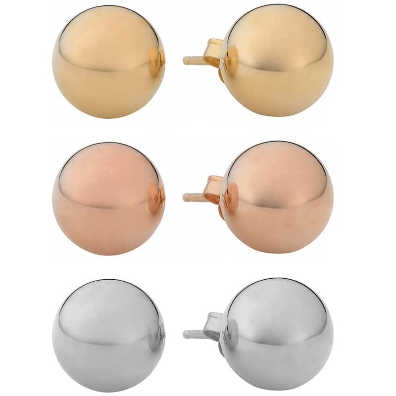 Fremada 14k Gold 8mm Ball Stud Earrings