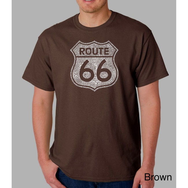 Los Angeles Pop Art Mens Route 66 Cotton T shirt