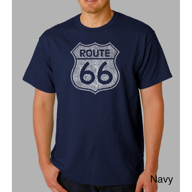 Los Angeles Pop Art Mens Route 66 Cotton T shirt