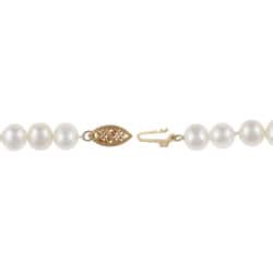 DaVonna 14k Gold White 6-7mm Freshwater Pearl Necklace (16 in) with Gift Box