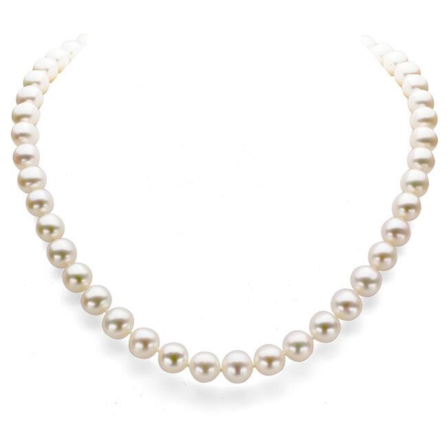 DaVonna 14k Gold White 6-7mm Freshwater Pearl Necklace (16 in) with Gift Box