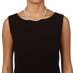 DaVonna 14k Gold White 6-7mm Freshwater Pearl Necklace (16 in) with Gift Box