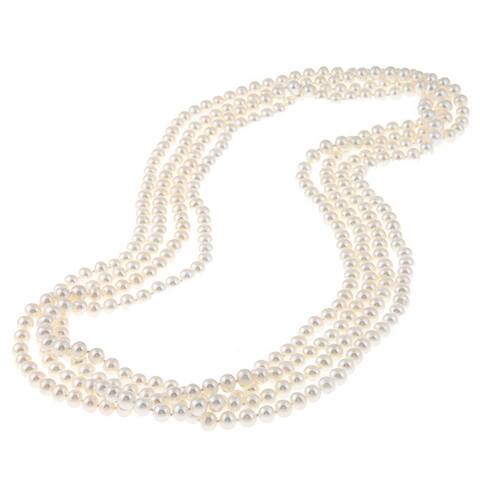 DaVonna 6-7mm White Semi-round Freshwater Pearl 100-inch Endless Necklace