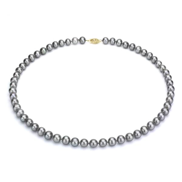 DaVonna 14k 7-7.5mm Grey Freshwater Cultured Pearl Strand Necklace (16-36 inches)
