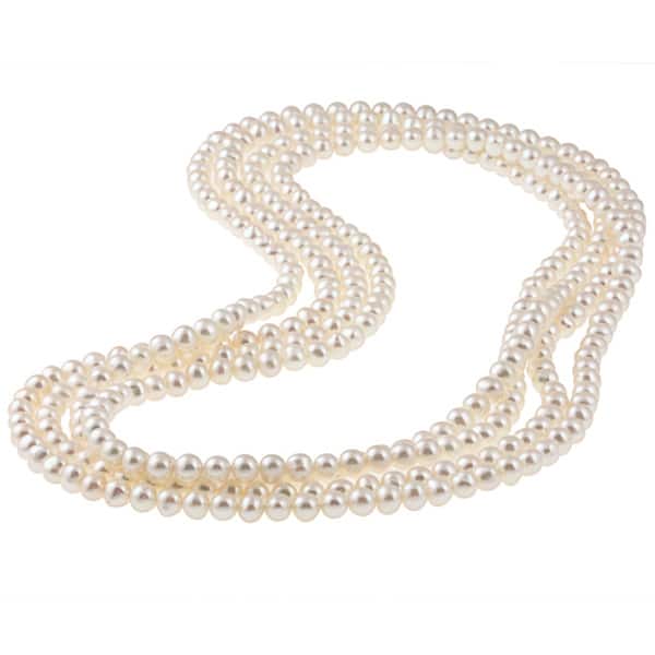 slide 1 of 5, DaVonna 7-8mm White Freshwater Pearl Endless Necklace