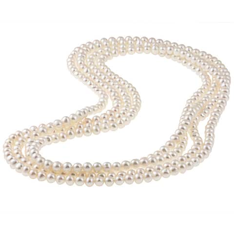 DaVonna 7-8mm White Freshwater Pearl Endless Necklace