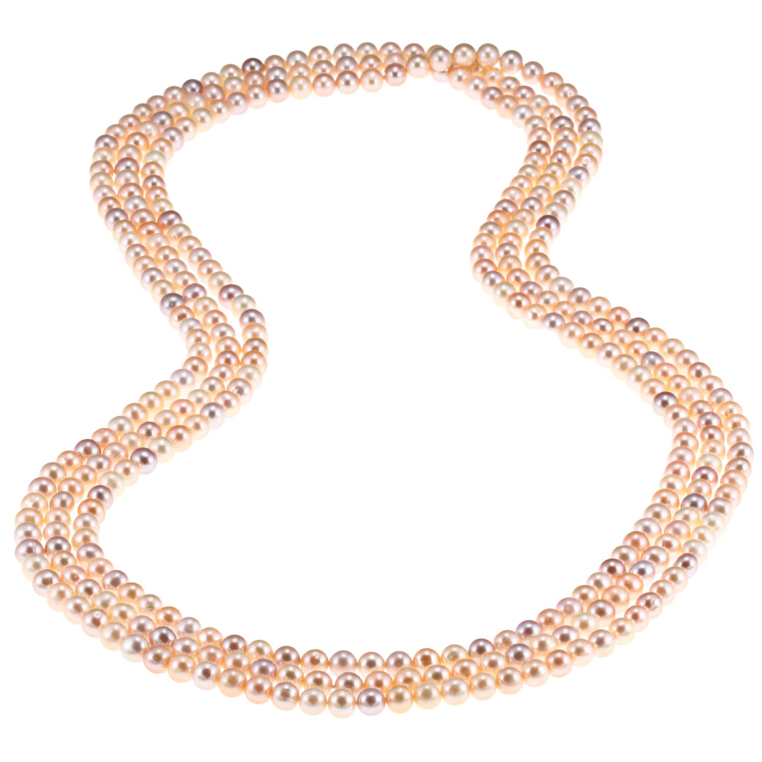 Multi colored Pink Freshwater Pearl 100 inch Endless Necklace (7 7.5