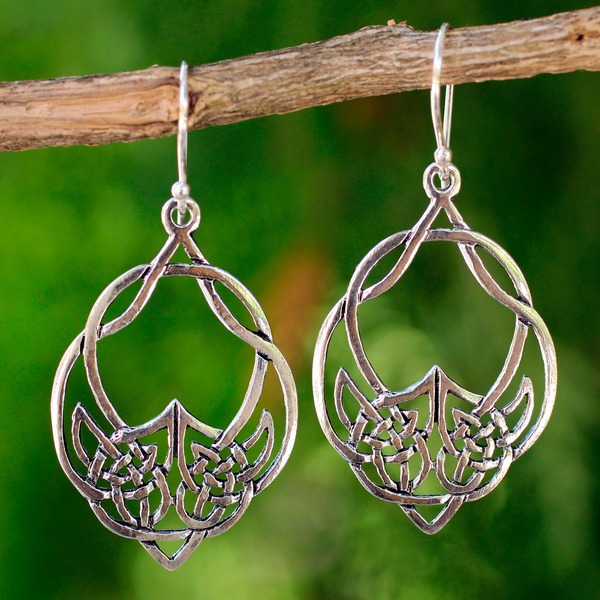 Sterling Silver Forest Tear Dangle Earrings (Thailand)