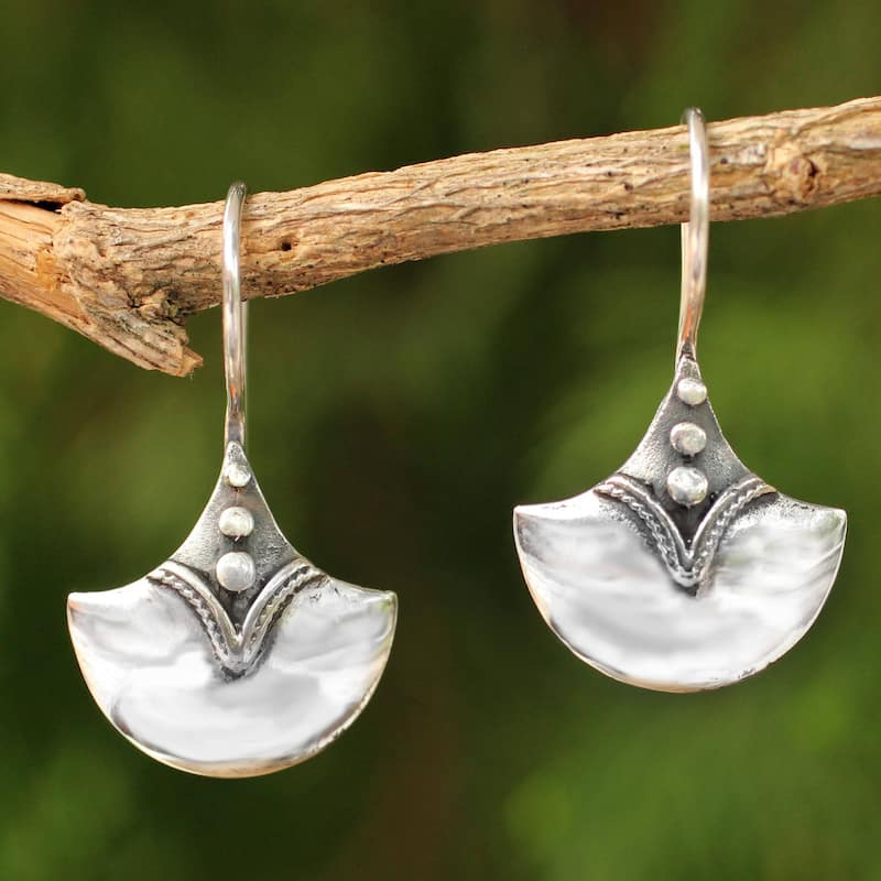 NOVICA Handmade Sterling Silver Modern Romantic Dangle Earrings (Thailand)