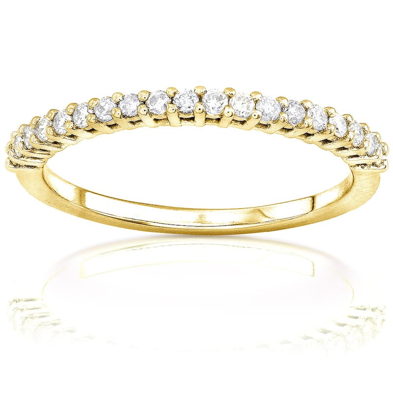 Annello by Kobelli 14k Gold Women's 1/4ct TDW Classic Diamond Wedding Band (G-H, I1-I2) - 4 - Yellow