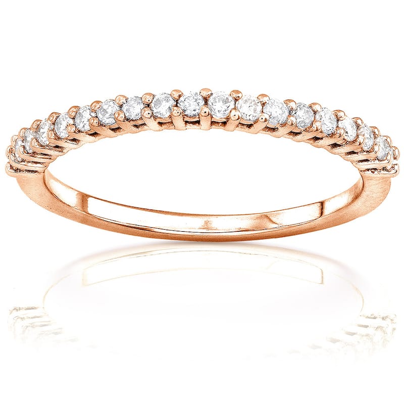 Annello by Kobelli 14k Gold Women's 1/4ct TDW Classic Diamond Wedding Band (G-H, I1-I2) - 4 - Rose