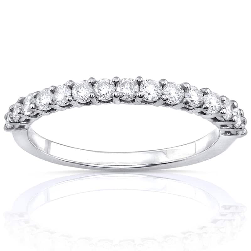 Annello by Kobelli 14k Gold 1/2 Carat TDW Diamond Women's Prong-set Wedding Band - White - 4