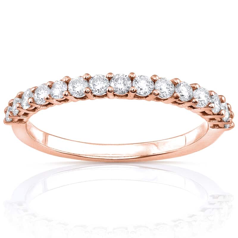 Annello by Kobelli 14k Gold 1/2 Carat TDW Diamond Women's Prong-set Wedding Band - Rose - 4