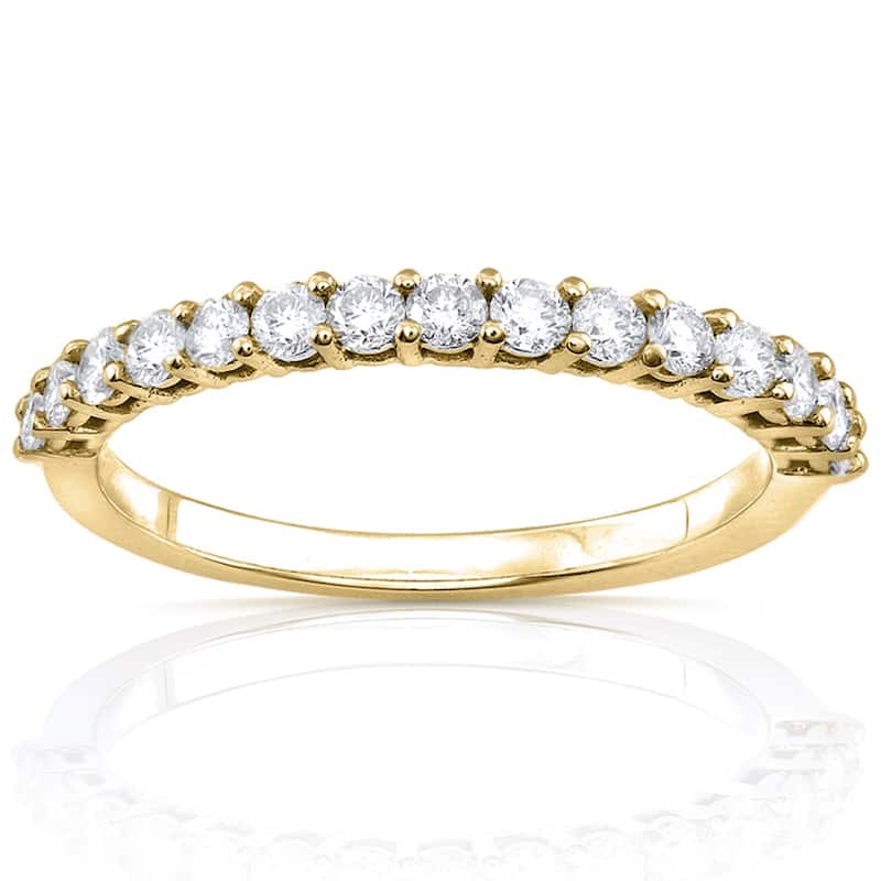 Annello by Kobelli 14k Gold 1/2 Carat TDW Diamond Women's Prong-set Wedding Band - Yellow - 6.5