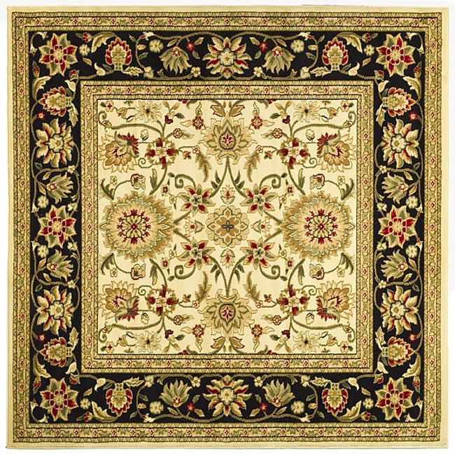 Lyndhurst Collection Majestic Ivory/ Black Rug (8 Square)