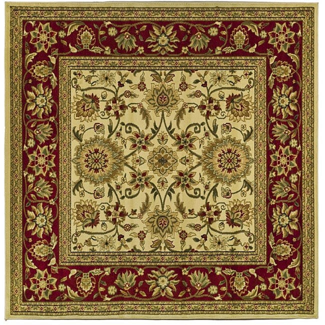 Lyndhurst Collection Majestic Ivory/ Red Rug (8 Square)